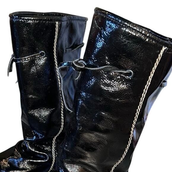 Luc Berjen Malaspina 39EU 7.5-8US Moto Biker Slouch Grunge Accent Tie Calf Boot - Picture 6 of 9